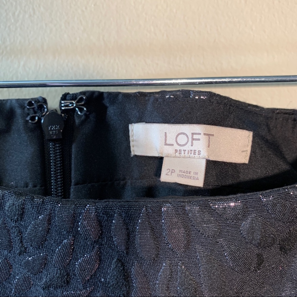 LOFT Petite holiday skirt, metallic black/silver shine - Picture 7 of 9